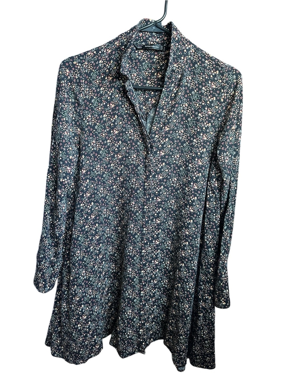 ZARA SHORT SHIRT DRESS FLOWY COLLARED BUTTON DOWN FLORAL MULTI COLOR